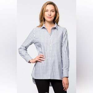 Tyler Boe Cotton Gingham Button Down Shirt Blue Grey Check Size M